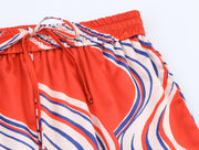 Bowknot Decoration Printed Shirt Pajamas Style Pants Suit