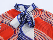 Bowknot Decoration Printed Shirt Pajamas Style Pants Suit