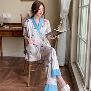 Women's Fashion Casual Short-sleeved Long Pants Pajamas Set