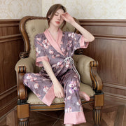 Women's Fashion Casual Short-sleeved Long Pants Pajamas Set